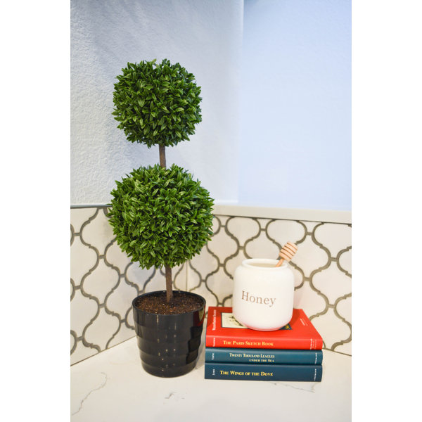 AdmiredbyNature 18" Tall Artificial Tabletop Double Ball Shaped Boxwood